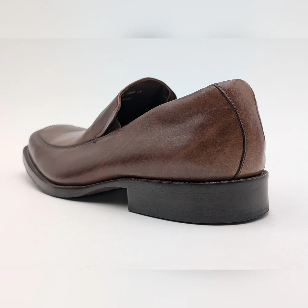 Johnston & Murphy Size 10.5M Classic Brown Genuine Leather Loafers Elastic Gore